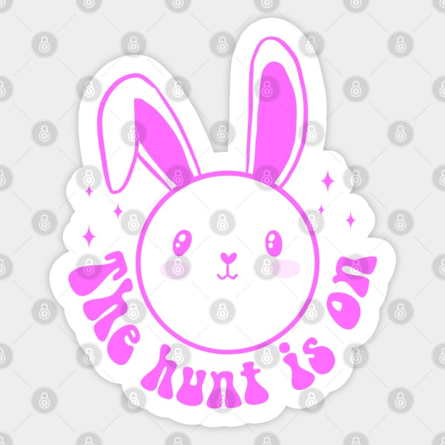 The hunt is on cute easter egg hunt design Sticker by Yarafantasyart